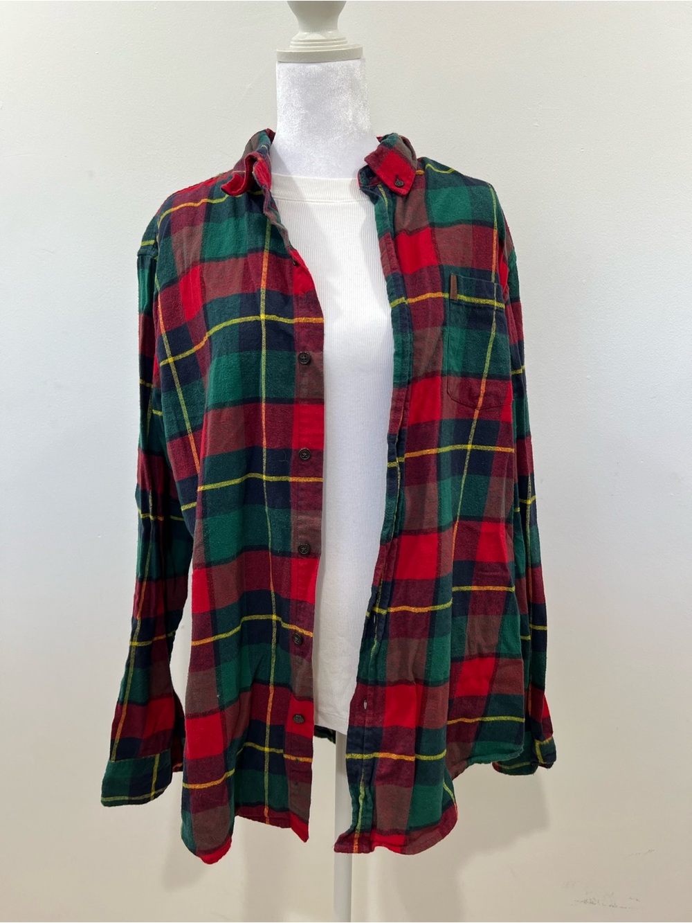 Chaps Plaid Long-Sleeve Flannel Shirt - Red & Green